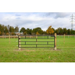 Zwart gepoedercoate ijzeren weidepoort - 4,5 meter - incl. hang- en sluitwerk