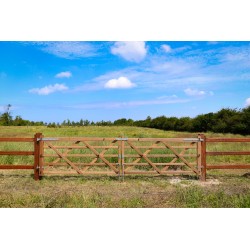 Complete dubbele Engelse poort 2 x 3 m (6 m) - Hardhout - inclusief poortpalen + hang- en sluitwerk - weidepoort