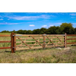 Complete dubbele Engelse poort 2 x 3 m (6 m) - Hardhout - inclusief poortpalen + hang- en sluitwerk - weidepoort