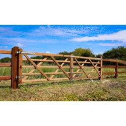 Complete dubbele Engelse poort 2 x 3 m (6 m) - Hardhout - inclusief poortpalen + hang- en sluitwerk - weidepoort