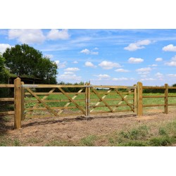 Complete dubbele Engelse poort 2 x 2,4 m (4,8 m) -Tanalith-E - inclusief poortpalen + hang- en sluitwerk - weidepoort