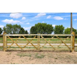 Complete dubbele Engelse poort 2 x 2,4 m (4,8 m) -Tanalith-E - inclusief poortpalen + hang- en sluitwerk - weidepoort