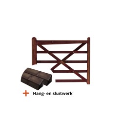 Complete enkele Engelse poort 1,5 m - Tanatone - inclusief poortpalen + hang- en sluitwerk - weidepoort