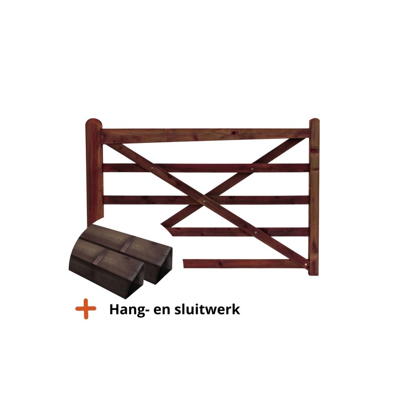 Complete enkele Engelse poort 1,8 m - Tanatone - inclusief poortpalen + hang- en sluitwerk - weidepoort