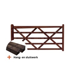 Complete enkele Engelse poort 2,4 m - Tanatone - inclusief poortpalen + hang- en sluitwerk - weidepoort