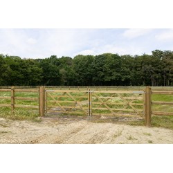 Complete dubbele Engelse poort 2 x 3 m (6 m) - Tanalith-E - inclusief poortpalen + hang- en sluitwerk - weidepoort