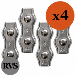RVS Koordverbinder 6mm 4 stuks