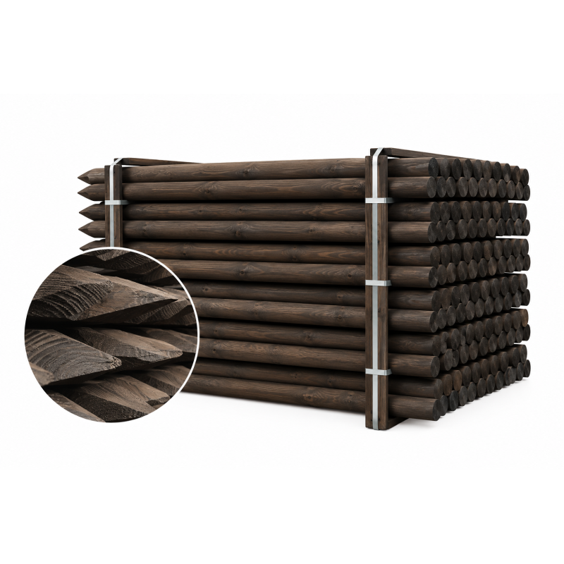 Houten palen | Weidepalen | grenen | PRE-SHIELD® | rond gefreesd | 10x180 cm | va €10,43 p/s -